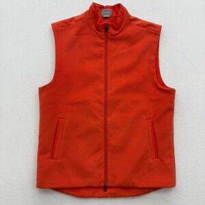 Fennec Orange Fleece Vest Mens M Medium Full Zip Sleeveless Casual Golf Athletic
